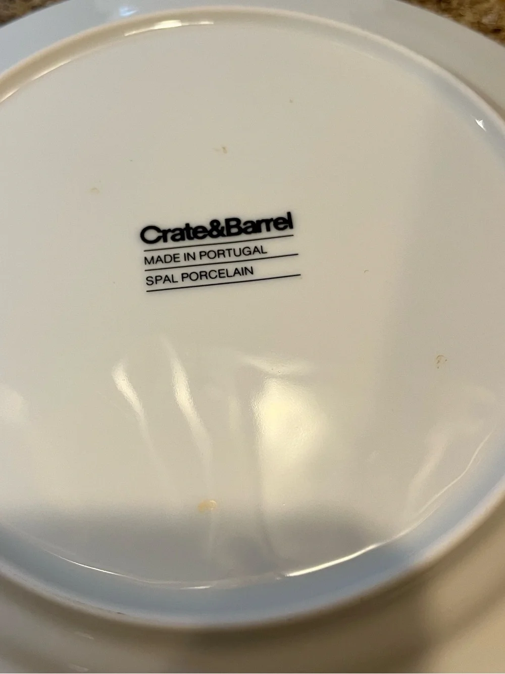 Crate&Barrel Roulette Blue Banded White 8” Plates with Navy Rim - Set of 2